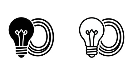 Lightbulb and Infinity Symbol: Two abstract representations, one black and white outline, the other solid black, depict a lightbulb merging with an infinity loop. © Saifa