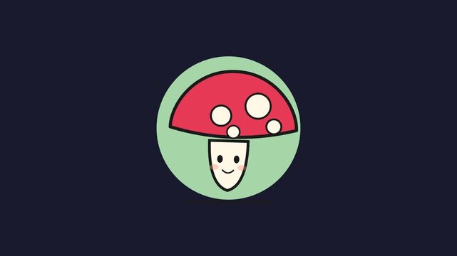 Cute Mushroom Cartoon Character Wiggling in an Animated Loop