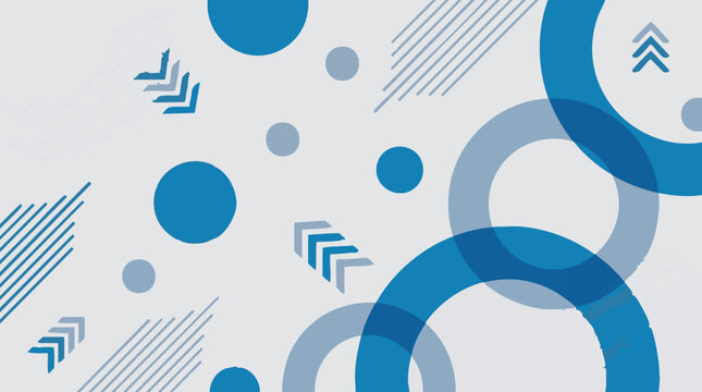 Modern abstract geometric background with blue circles, lines, and patterns