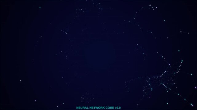 Abstract Volumetric Light Network Animation with Connected Digital Lines