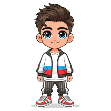 Cartoon Teen Boy with Modern Casual Fashion Vector Character