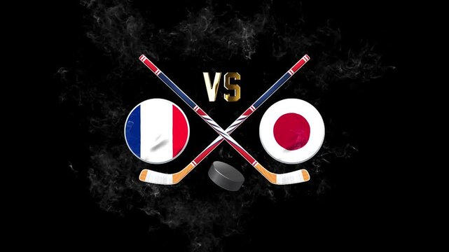 France vs Japan Ice Hockey Championship Sports Graphic with National Flags