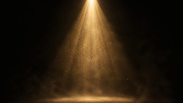 Conical Overhead Spotlight Beam Illuminating Floating Dust Motes