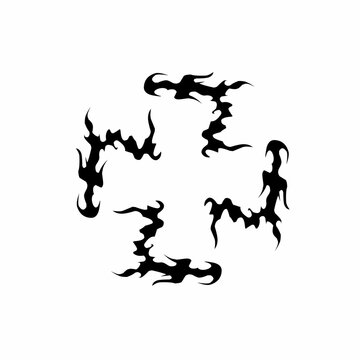Abstract tribal flame cross graphic element vector for streetwear