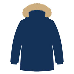 A dark blue winter parka with a fluffy hood is shown here © Deni