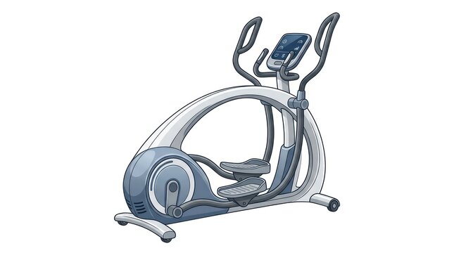 Woman exercising on elliptical trainer machine. Female athlete using cross trainer for cardio workout at home or gym.