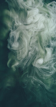 Haze wave. Steam texture. Paint color blend cloud dye water abstract background. Fantasy dissolve green white splash blur explosion.