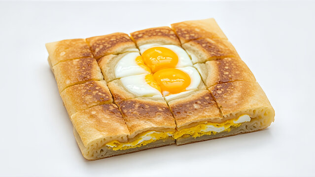 Delicious Roti Mataba with Fried Eggs on Top.