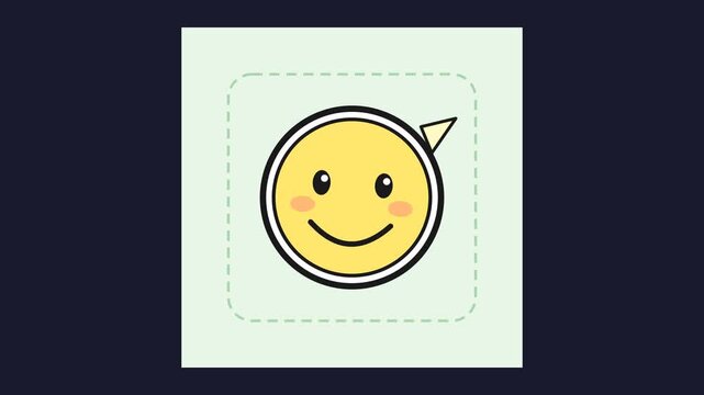 Yellow Smiley Face Emoji Loop Animation with Speech Bubble