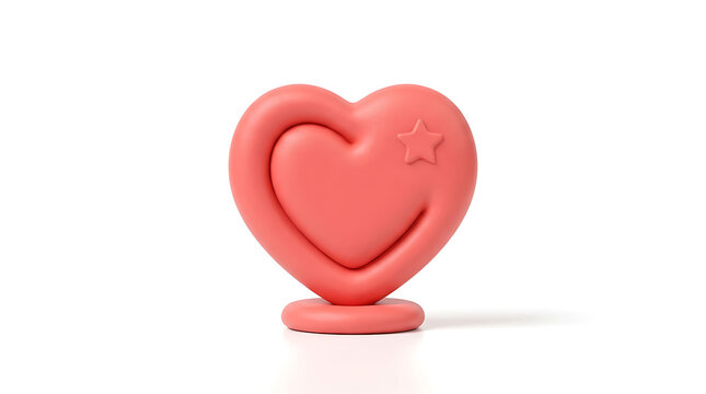 3D Heart Symbol on Stand for Valentine Day and Love Concept