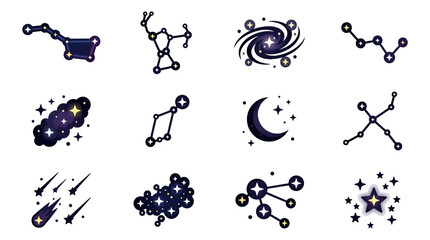 Celestial constellation and outer space icon set © Quat