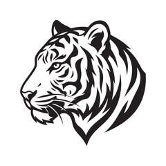 Fototapeta premium Tribal tiger head illustration with flowing dynamic lines suitable for decals stickers and apparel prints.