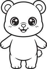 Cute kawaii baby bear teddy smiling cartoon line art icon © Khilal