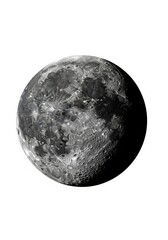 Naklejka premium Detailed Full Moon Surface with Craters and Lunar Maria Isolated on White Background for Science and Space Design