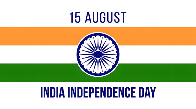 India Independence Day banner. 15 August celebration graphic with national flag colors.