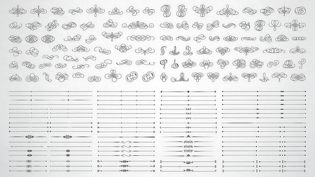 Collection of decorative text dividers and ornate flourishes with dividers