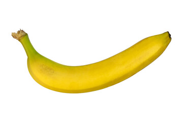 Obraz premium Isolated ripe banana fruit with yellow peel on white background