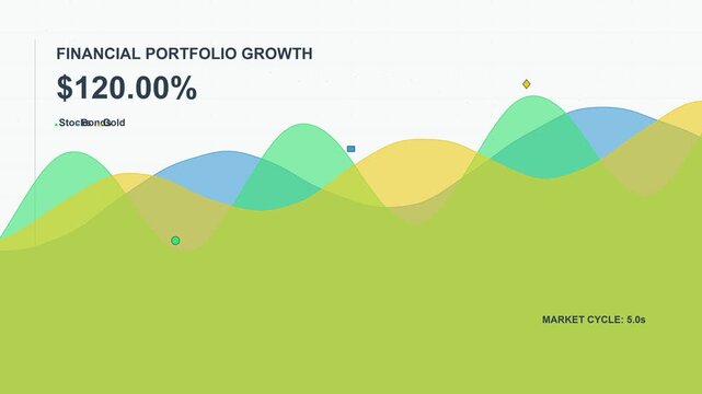 Abstract Financial Growth Wave Chart and Data Analysis