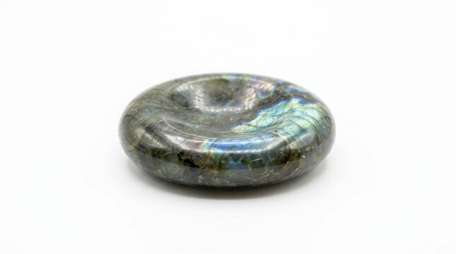 Polished labradorite crystal stone donut shape with labradorite gemstone polished iridescent spiritual meditation metaphysical esoteric gemology mystical specimen decoration talisman