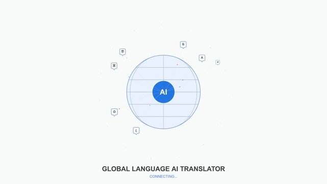 Artificial Intelligence Global Language Translator Digital Motion Graphic