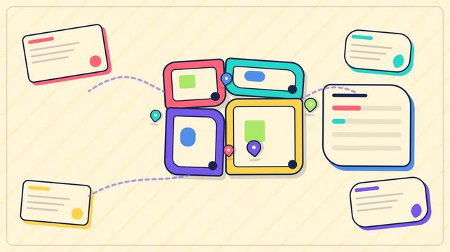 Playful real estate property technology with colorful listing and map flow
