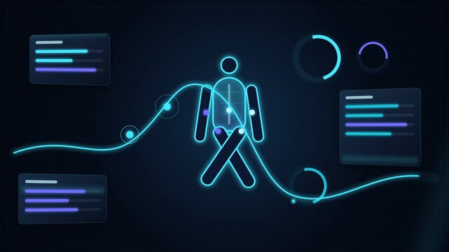 Futuristic sports performance dashboard with glowing fitness analytics