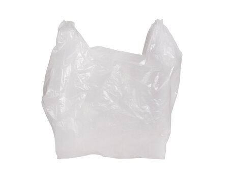 Large white plastic shopping bag isolated on transparent background.