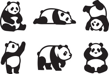 A set of pandas. Hand drawn vector illustration © Михаил Н