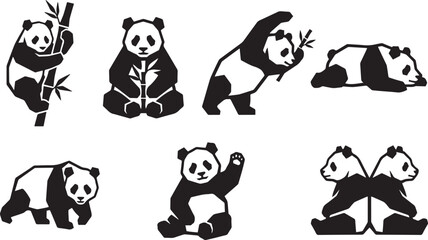 A set of pandas. Hand drawn vector illustration © Михаил Н