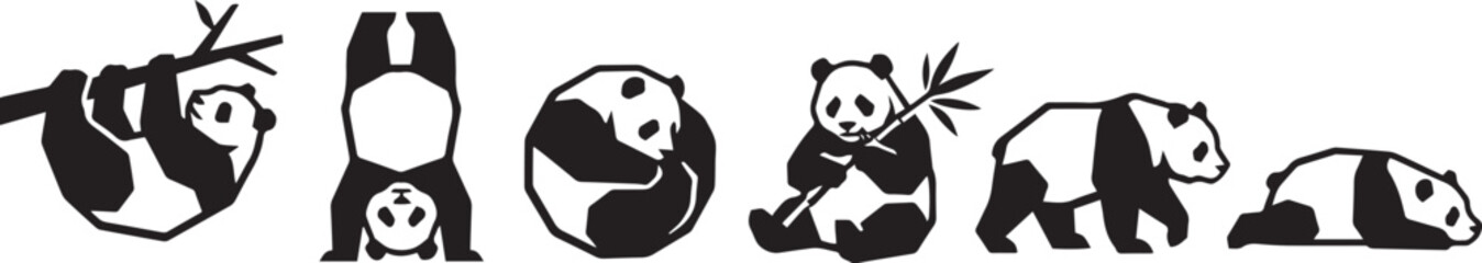 A set of pandas. Hand drawn vector illustration © Михаил Н
