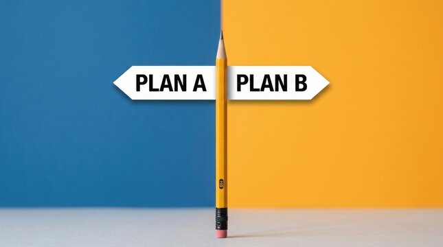 Plan a or plan b decision concept with pencil and directional arrows