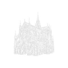 Naklejka premium Gothic Cathedral Architecture Line Art Vector Illustration