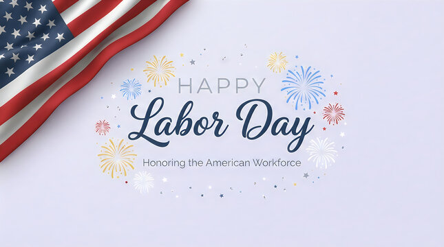 Labor day celebration with american flag and fireworks honoring the american workforce