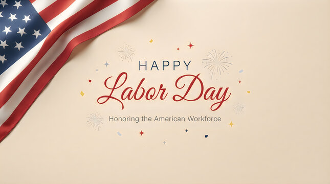 Happy labor day american flag fireworks celebrating us workers holiday graphic