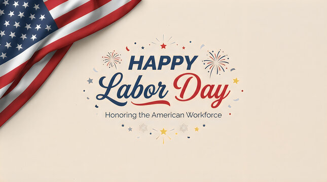 Labor day celebration american flag and festive typography honoring workers
