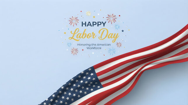 Labor day celebration american flag with fireworks honoring the american workforce