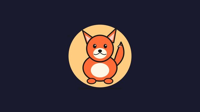 Cute Cartoon Fox with Tail Wagging in Loop Animation