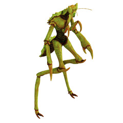 Fototapeta premium 3D model of a humanoid mantis creature.