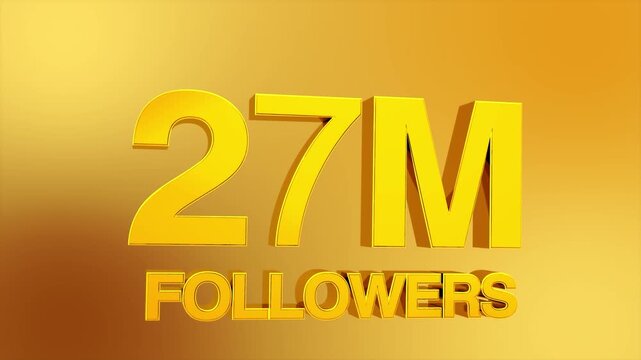 27 million followers milestone celebration animation for social media 4K