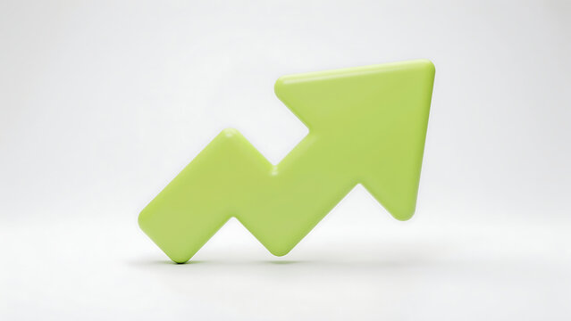 Bright green arrow representing upward trend with business financial positive