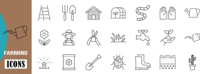 Garden plant care vector icons. watering can icon set, shovel icon set, seedling icon set © Masum