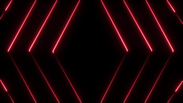 Dynamic red neon diamond shape motion background, featuring pulsing glowing, geometric lines moving, in a seamless, loop for modern, digital presentations, futuristic, tech visuals, and, abstract 