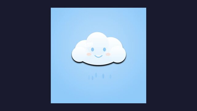 Cute Cloud Emoji Bouncing With Happy Splash Effect Loop