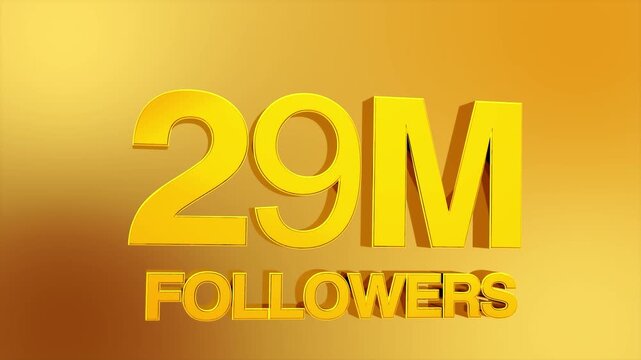 29 million followers milestone celebration animation for social media 4K