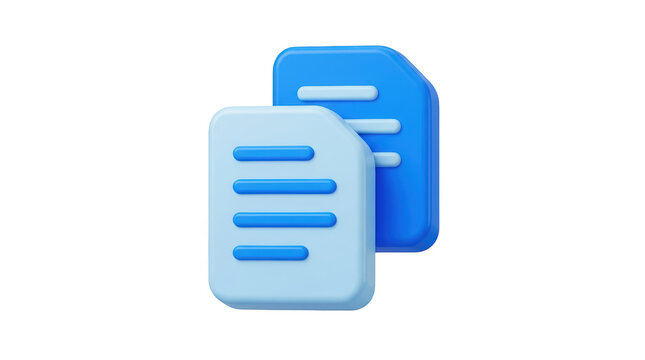 Digital document icons with blue and light blue colors isolated on transparent background