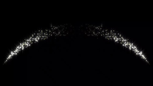 Background glitter stars overlay, luxury white sparkle trail, magical pixie dust path, glowing fairy dust particles, black screen animation, 4k