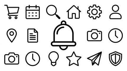 Fototapeta premium Collection of Simple Outline Icons for User Interface Design.