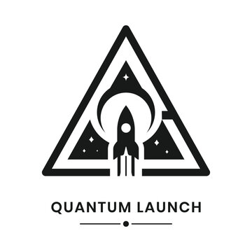 Minimalist geometric triangle rocket space quantum launch vector logo