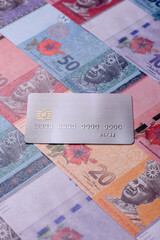 A credit card for contactless cashless payments via a terminal or online. A credit card © chernikovatv