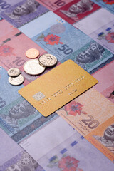A credit card for contactless cashless payments via a terminal or online. A credit card © chernikovatv